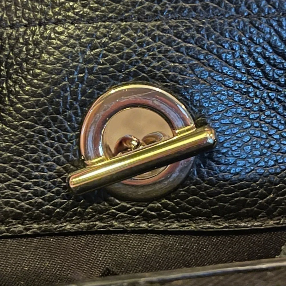 Kate Spade New York Large‎ Black Pebbled Leather Jordyn Gold Chain Handle Tote